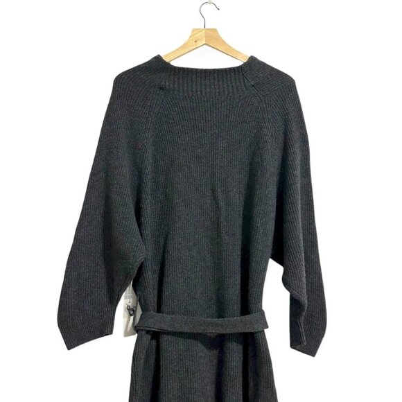 BROCHU WALKER The Leith Belted Knit Dress In Dark Charcoal Melange, Size L, NWT - Picture 12 of 15